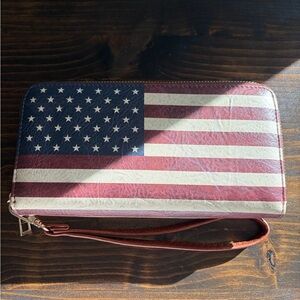 MFK Collection by Mia K Uriel Printed American Flag Zip-Around Wristlet Wallet